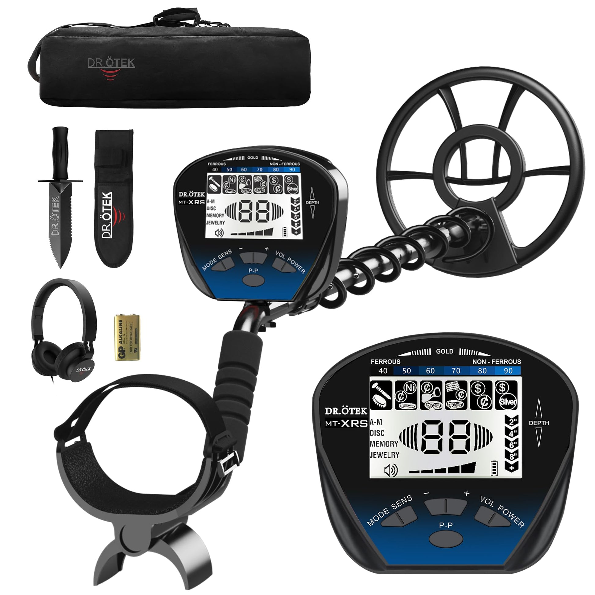 DR.ÖTEK Metal Detector for Adults Professional, Pinpoint Metal Detector Waterproof Gold and Silver, Higher Accuracy, Bigger LCD Display, Strong Memory Mode, 10" IP68 Coil, New Advanced DSP Chip