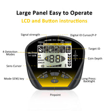 DR.ÖTEK Metal Detector for Adults Professional, Pinpoint Metal Detector Waterproof Gold and Silver, Higher Accuracy, Bigger LCD Display, Strong Memory Mode, 10