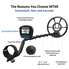 DR.ÖTEK Metal Detector for Adults Professional, Pinpoint Metal Detector Waterproof Gold and Silver, Higher Accuracy, Bigger LCD Display, Strong Memory Mode, 10