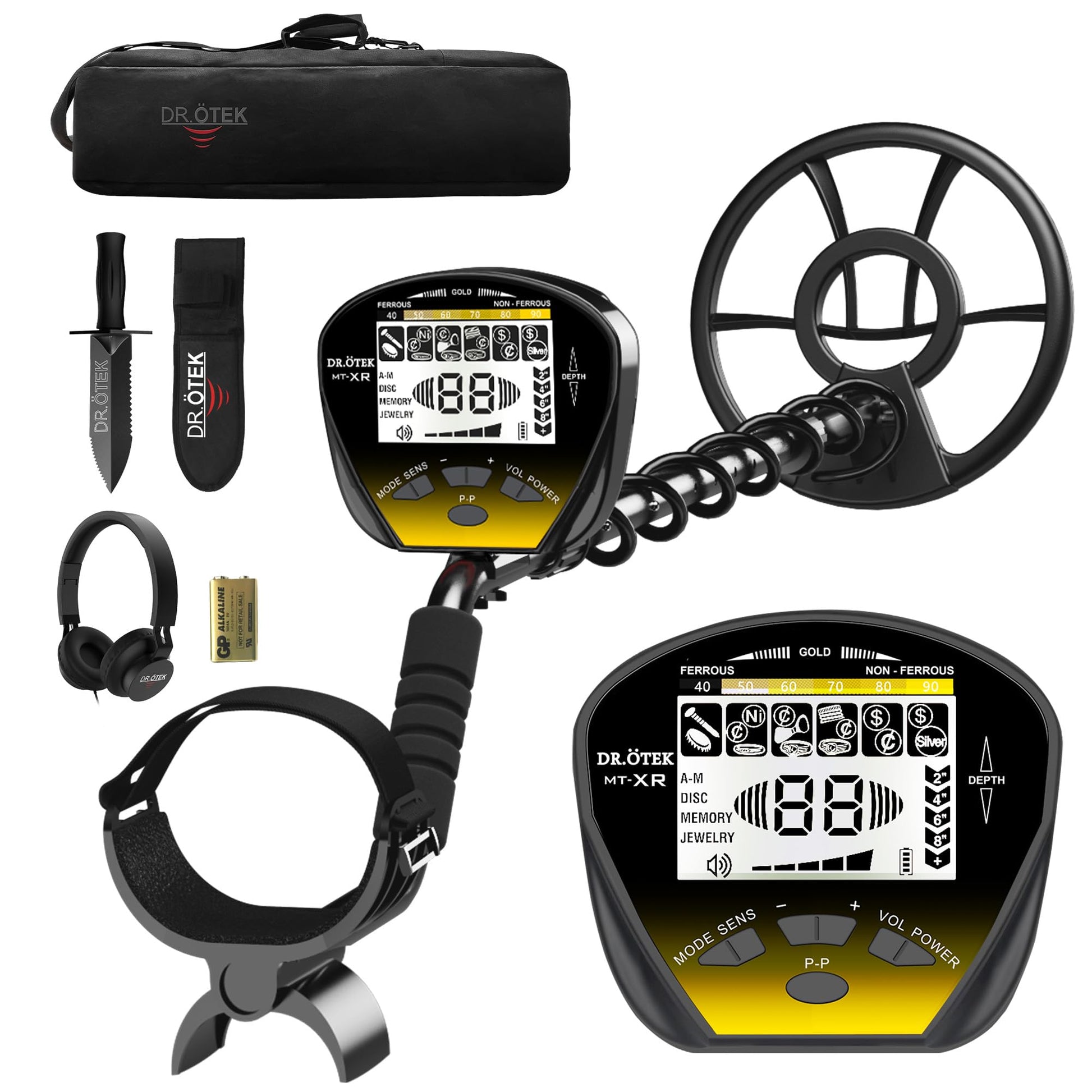 DR.ÖTEK Metal Detector for Adults Professional, Pinpoint Metal Detector Waterproof Gold and Silver, Higher Accuracy, Bigger LCD Display, Strong Memory Mode, 10" IP68 Coil, New Advanced DSP Chip