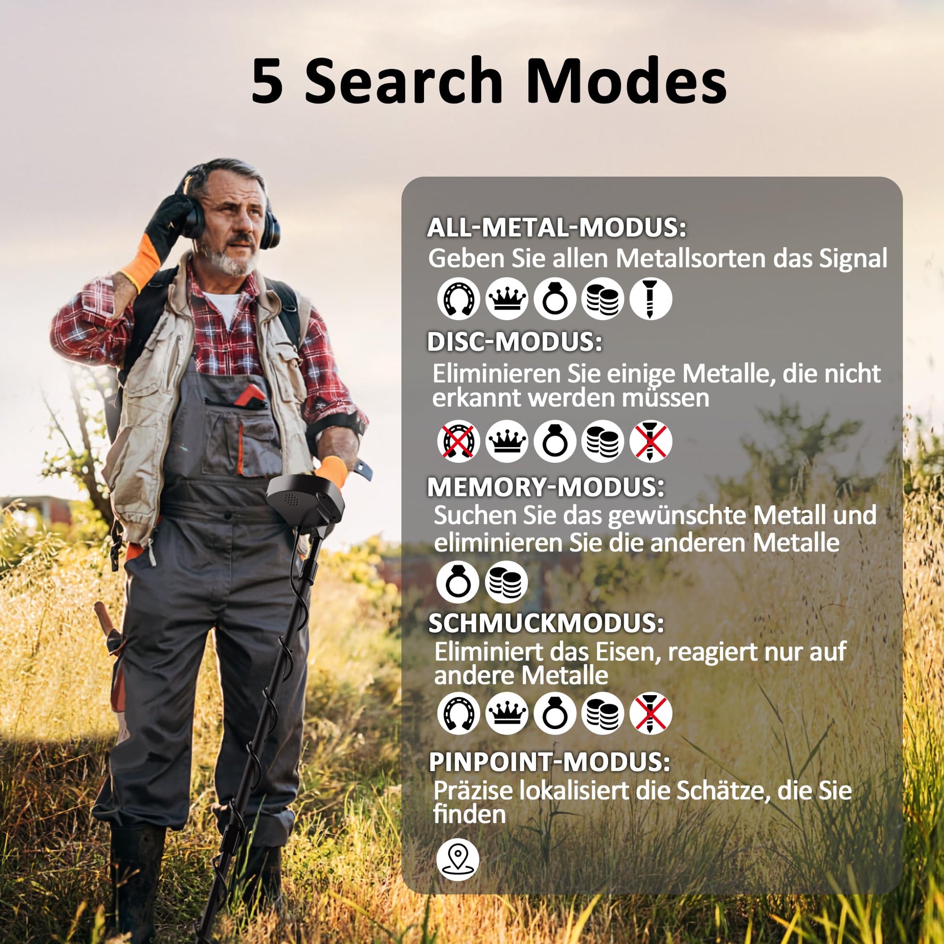 DR.ÖTEK Metal Detector for Adults Professional, Pinpoint Metal Detector Waterproof Gold and Silver, Higher Accuracy, Bigger LCD Display, Strong Memory Mode, 10" IP68 Coil, New Advanced DSP Chip