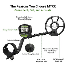 DR.ÖTEK Metal Detector for Adults Professional, Pinpoint Metal Detector Waterproof Gold and Silver, Higher Accuracy, Bigger LCD Display, Strong Memory Mode, 10