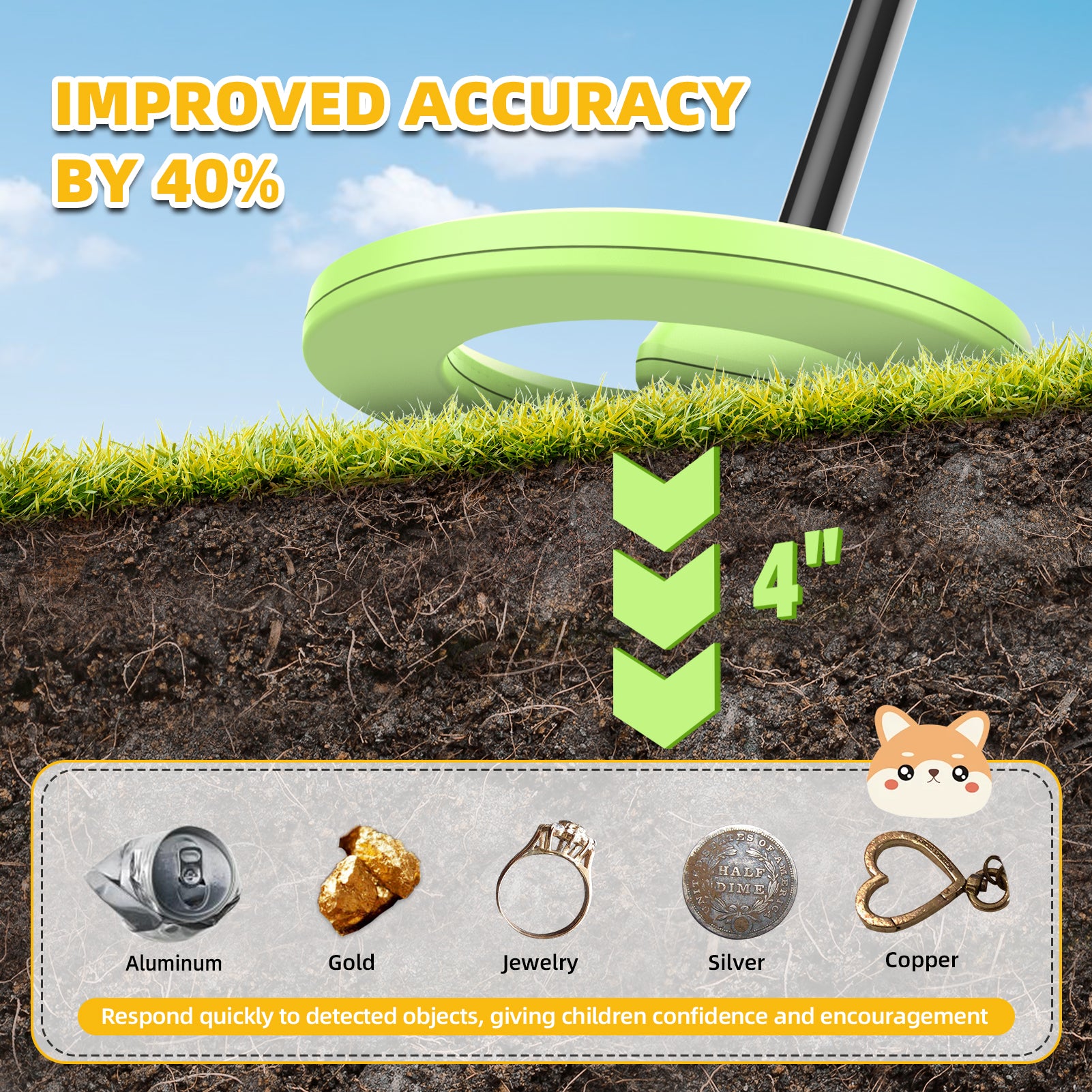 DR.ÖTEK Metal Detector for Kids, Lightweight Gold Detector