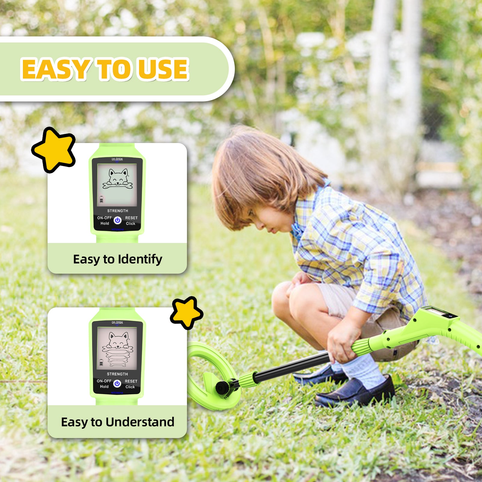 DR.ÖTEK Metal Detector for Kids, Lightweight Gold Detector